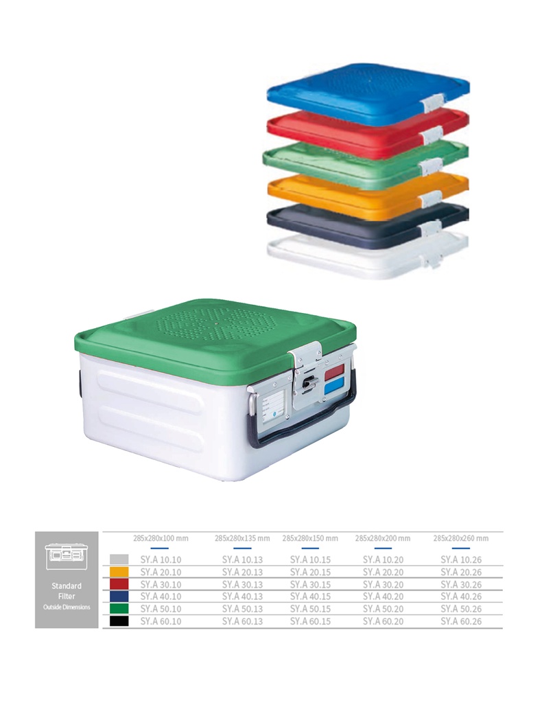 Half Sterilization Container Bottom Non Perforated (GREEN) 285 X 280 X 100 MM