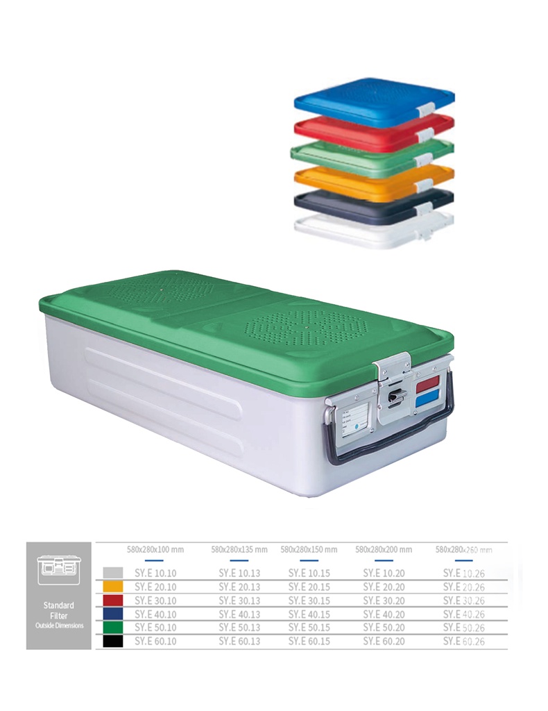 Full Sterilization Container Bottom Non Perforated (GREEN) 580 X 280 X 100 MM