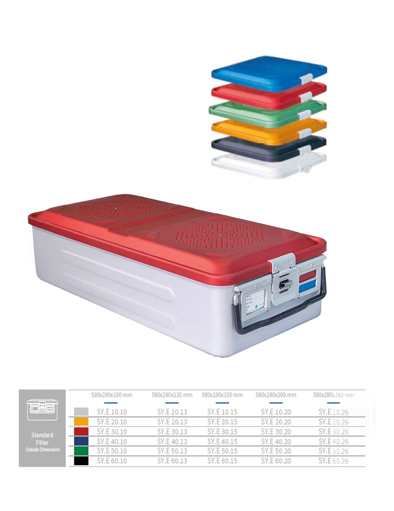 Full Sterilization Container Bottom Non Perforated (RED) 580 X 280 X 100 MM