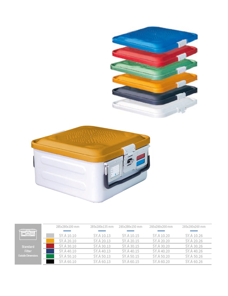 Half Sterilization Container Bottom Non Perforated (YELLOW) 285 X 280 X 100 MM