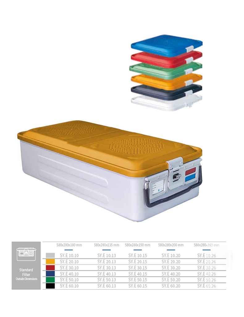 Full Sterilization Container Bottom Non Perforated (YELLOW) 580 X 280 X 100 MM