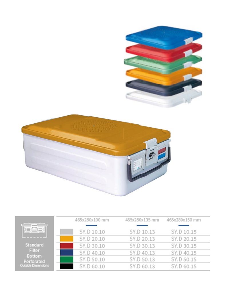 Quarter Sterilization Container Bottom Perforated (YELLOW) 465 X 280 X 100 MM