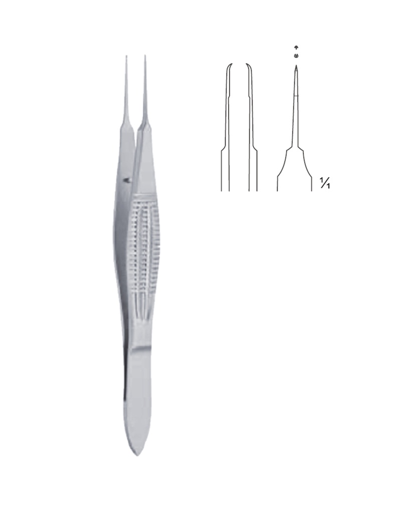 Castroviejo Delicate Tissue Forceps Curved teeth 0.5 mm 10 cm