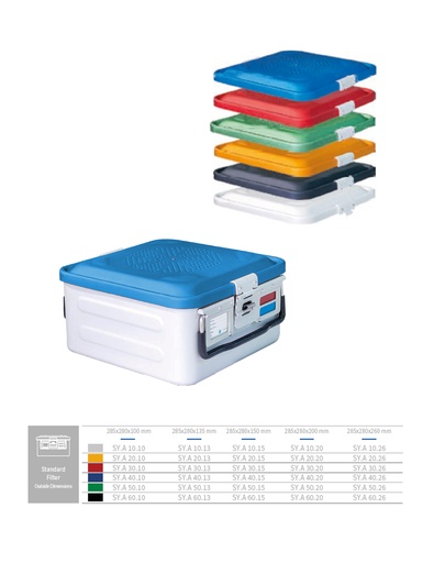 [SY.A 40.10] Half Sterilization Container Bottom Non Perforated (BLUE) 285 X 280 X 100 MM