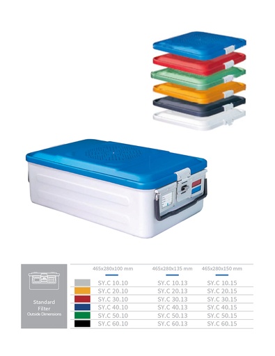 [SY.C 40.10] Quarter Sterilization Container Bottom Non Perforated (BLUE) 465 X 280 X 100 MM