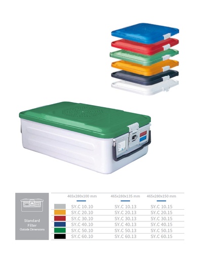 [SY.C 50.10] Quarter Sterilization Container Bottom Non Perforated (GREEN) 465 X 280 X 100 MM