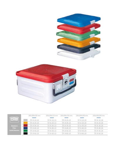 [SY.A 30.10] Half Sterilization Container Bottom Non Perforated (RED) 285 X 280 X 100 MM