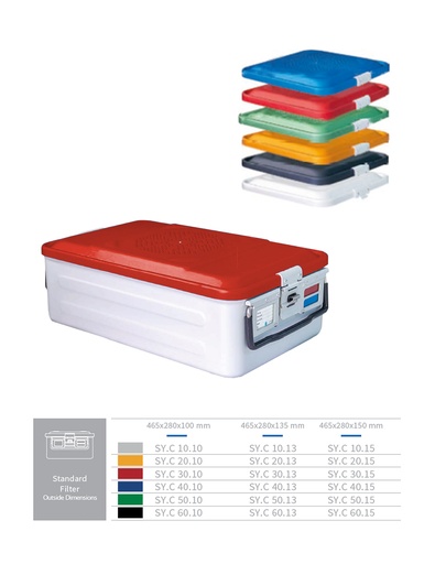 [SY.C 30.10] Quarter Sterilization Container Bottom Non Perforated (RED) 465 X 280 X 100 MM