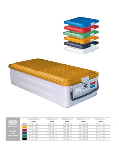 [SY.E 20.10] Full Sterilization Container Bottom Non Perforated (YELLOW) 580 X 280 X 100 MM