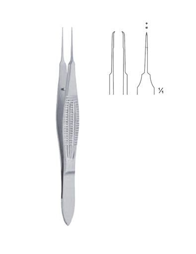 [03-277-10-50] Castroviejo Delicate Tissue Forceps Curved teeth 0.5 mm 10 cm